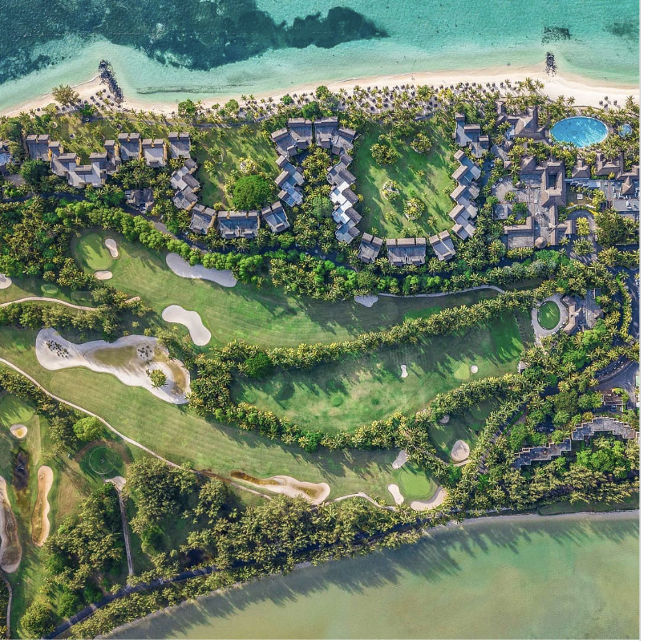 photos par drone à l'île maurice : complexes hôteliers de luxe